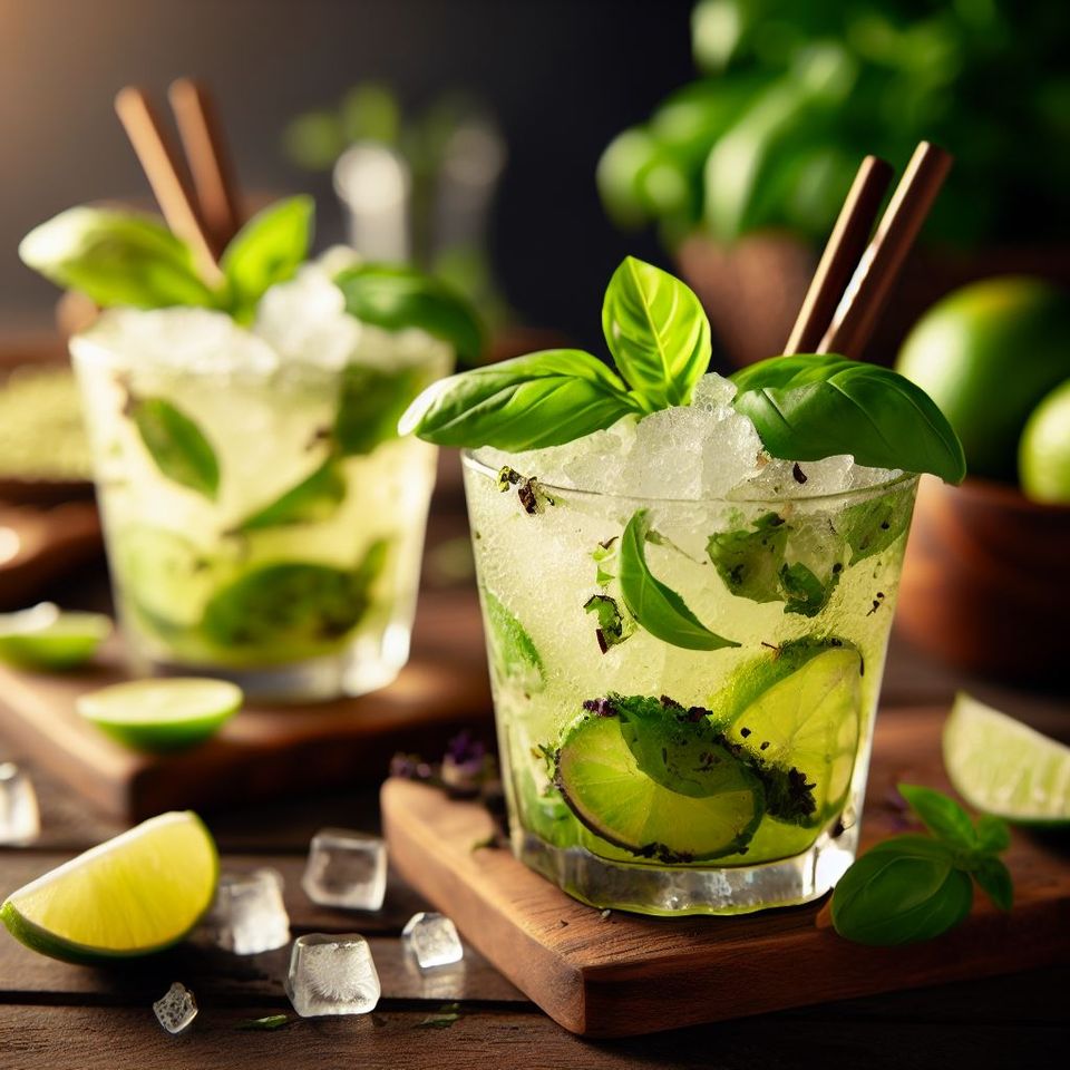 Cóctel de smash de albahaca dulce tailandés