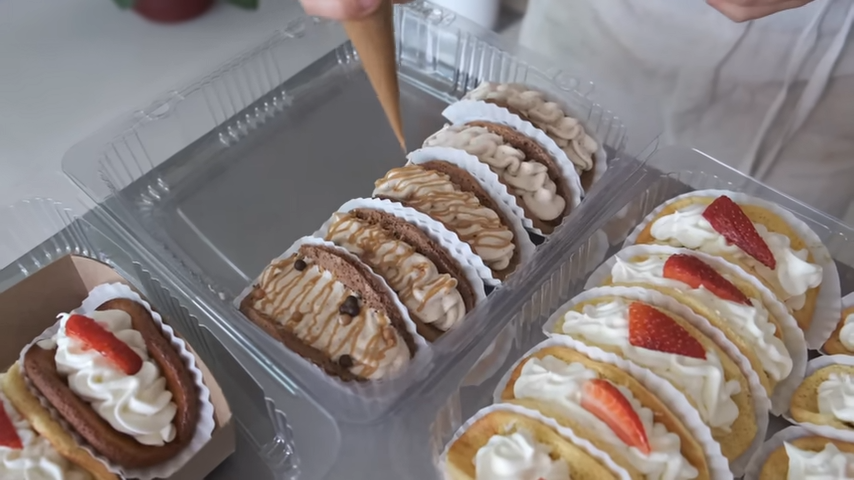 Tacos dulces coreanos de fresa y moca